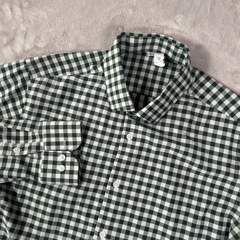 State & Liberty Shirt Mens Large Gingham Plaid Stretch Performance Athletic EUC